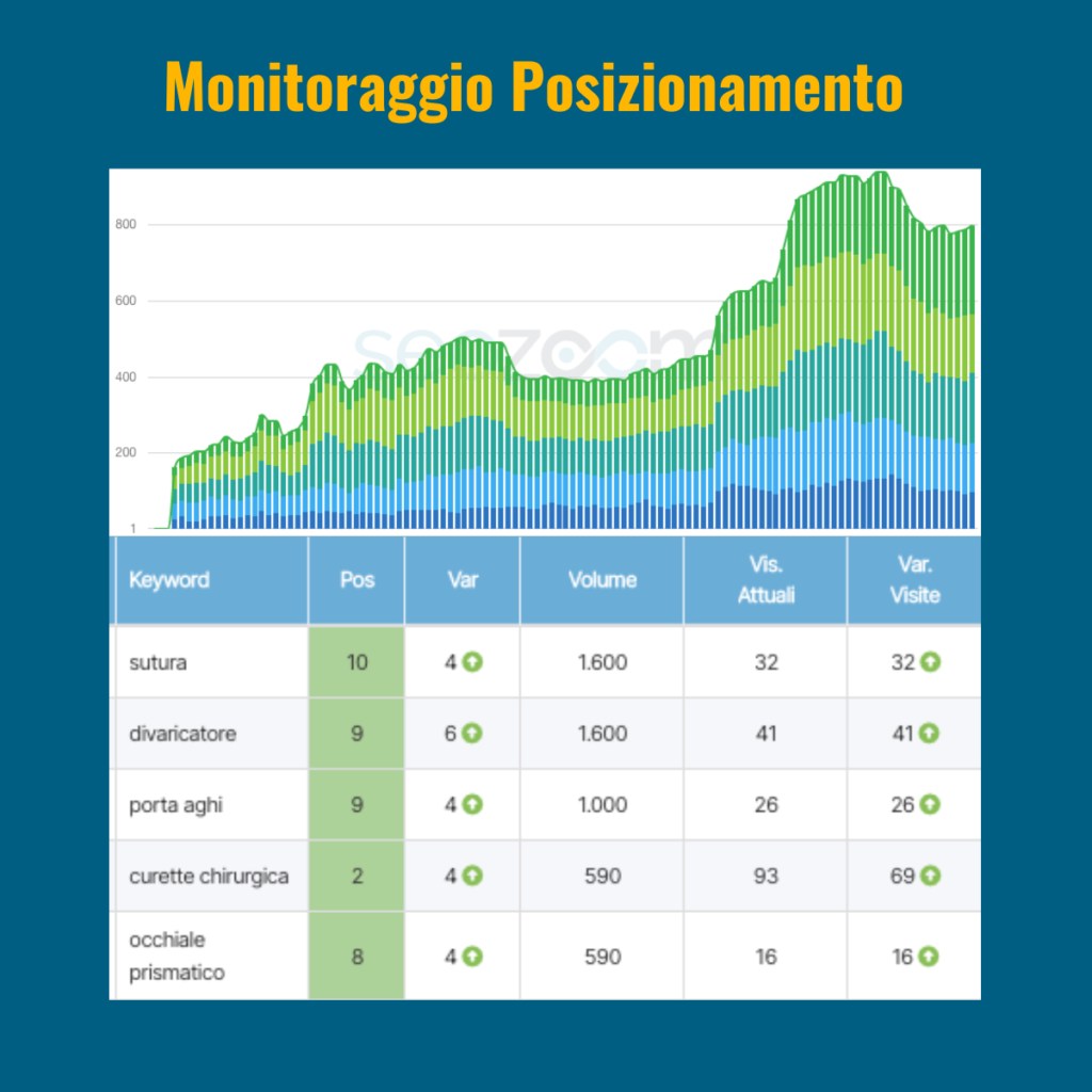 Tabella Monitoraggio posizionamento campagna di link building